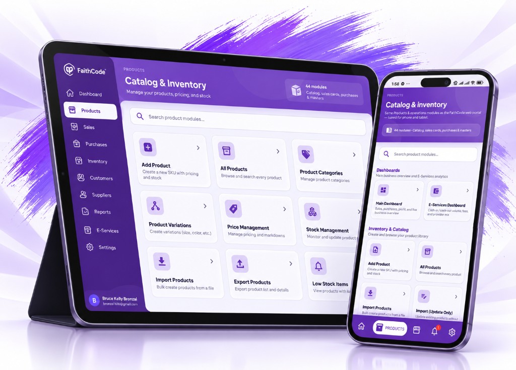 FaithCode on tablets and mobile phones